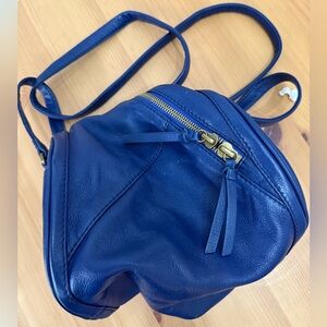 Hobo International Navy/Indigo Leather Crossbody Bag with Gold Zipper EUC